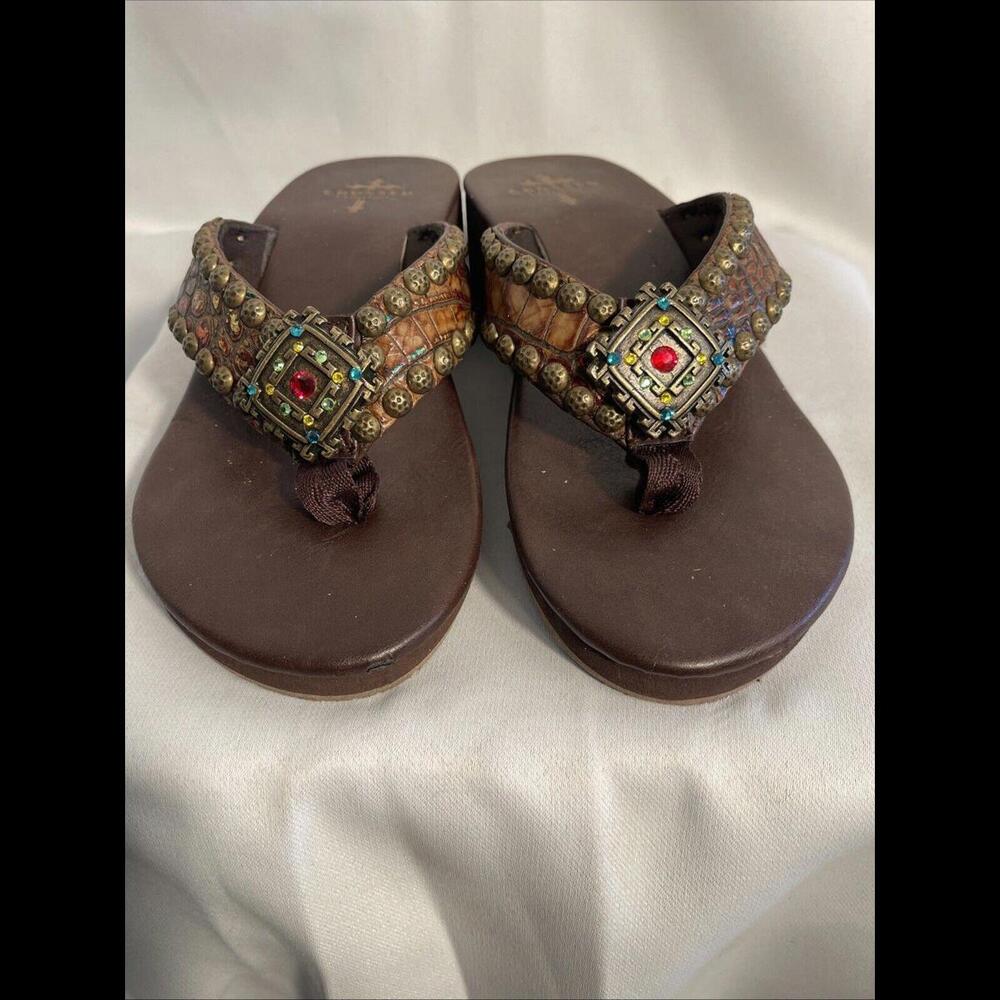 Crossed by Gypsy Soule Flip Flops Women's 7 FREEDOM